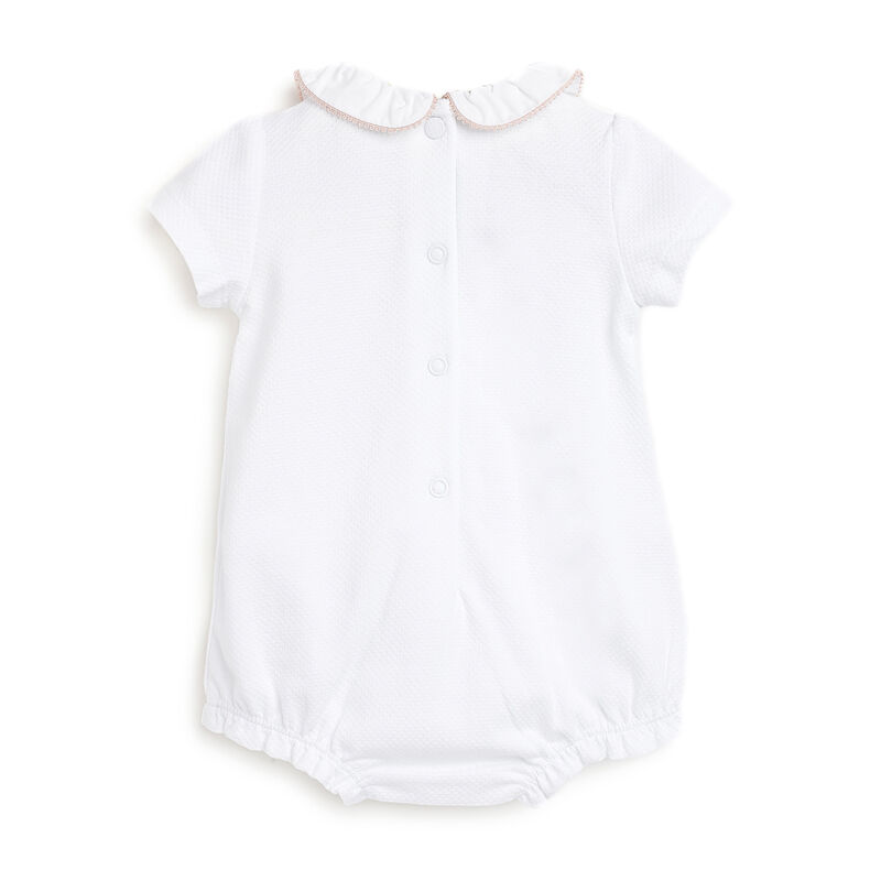 Girls White Embellished Short Sleeve Rompers image number 1